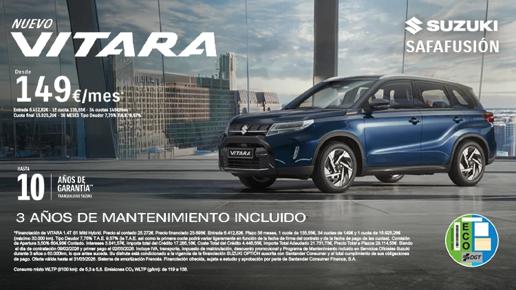 Nuevo Suzuki Vitara desde 149€/mes*